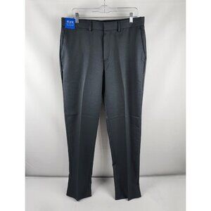 Haggar Premium Dress Pants Mens 34x32 Black Slim Straight Heathered NWT